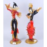 A pair of 1950s Murano glass Spanish dancers, 18" high