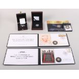 Six miniature gold coins, various