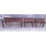 A Brights of Nettlebed mahogany coffee table and two occasional tables, on reeded supports