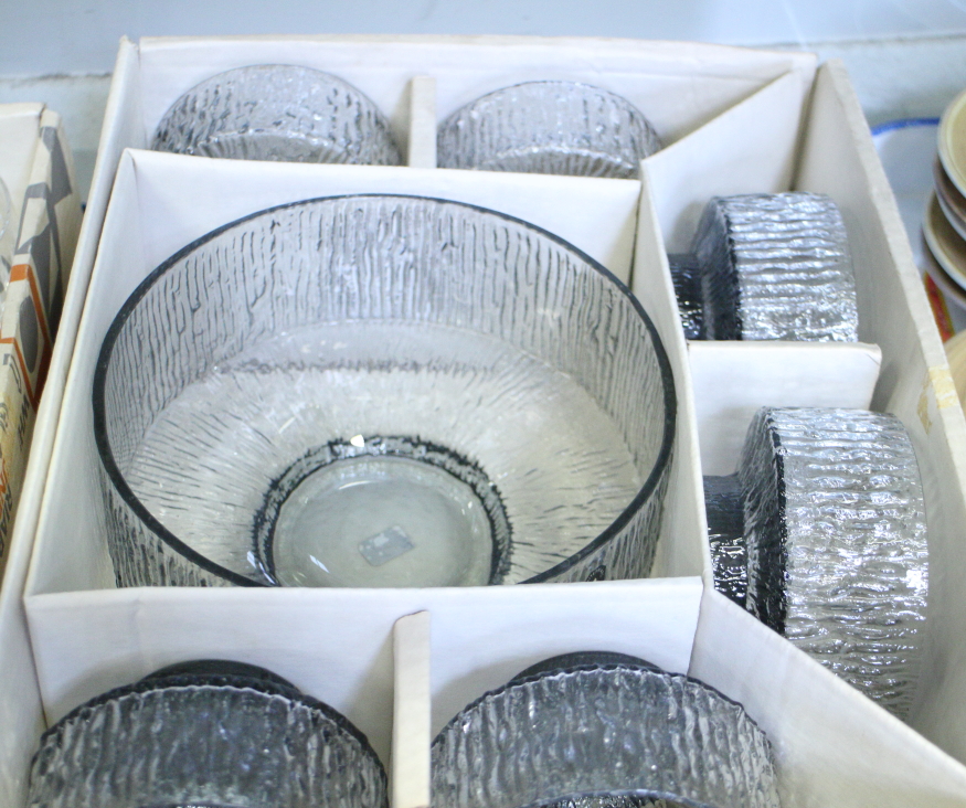 A set of seven Aldermaston pottery coffee cans and saucers with cream jug and sugar dish, a - Image 6 of 7