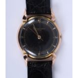 A gentleman's mid-size 18ct gold cased Vacheron & Constantin wristwatch, black enamel dial with