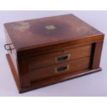 A part canteen of silver plated cutlery, in mahogany and brass string inlaid box