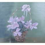 Daphne Stewart: pastels, cyclamen, in strip frame, Andrea Brooke: watercolours, bunch of grapes, and