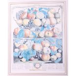 A pair of prints, studies of fruits, Palombi: a limited edition print of a seated rabbit, and a