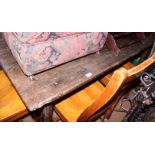 A 19th century plain oak dining table, on square tapered supports, 65" x 31"