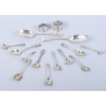 Two silver napkin rings and a quantity of silver spoons, various, 10.2oz troy approx
