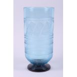 A Schneider Art Deco blue glass vase with geometric decoration, 9 3/4" high