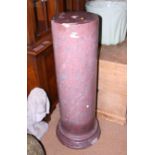 A 19th century scagliola type rouge marble pedestal, 42" high
