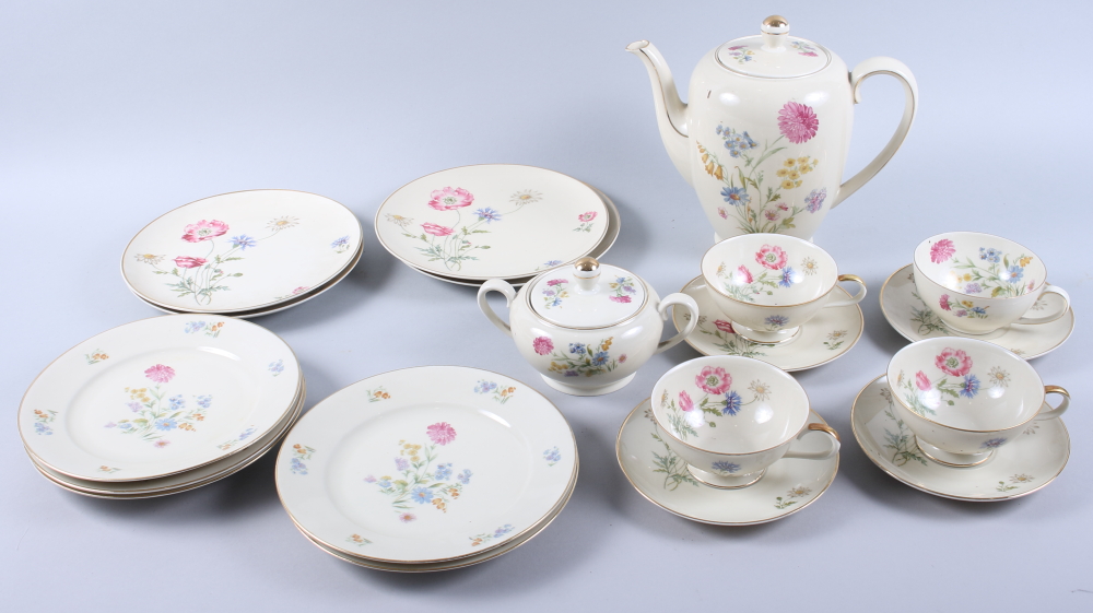 A Bavarian floral decorated part coffee set