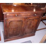 A 19th century mahogany chiffonier, fitted one long drawer over two doors, on block base, 36" wide