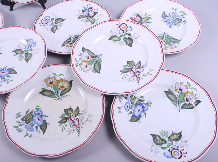 Twelve 19th century "opaque porcelain" dessert plates, transfer decorated with floral posies - Image 4 of 5