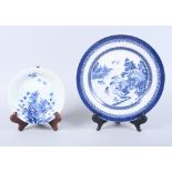 A Chinese blue and white plate, decorated foliage, 6 1/2" dia, and an early 19th century proto