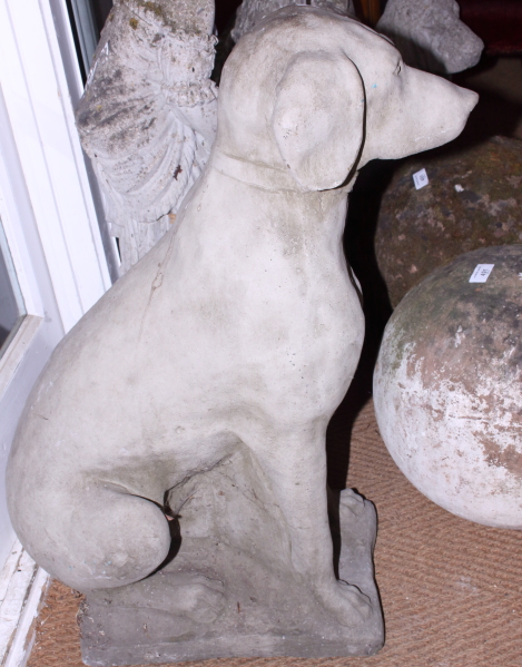 A cast stone garden model of a seated labrador, 28" high - Image 2 of 2