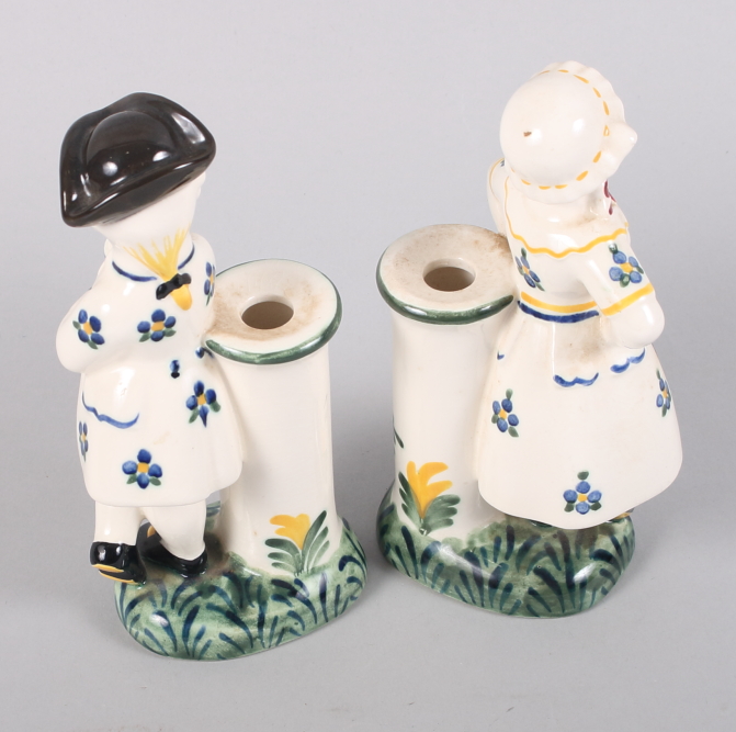 A pair of Danish spill holders, figures in period costume, 6 1/4" high - Image 2 of 3