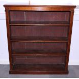 An early 20th century mahogany open bookcase, fitted three adjustable shelves, 42" wide