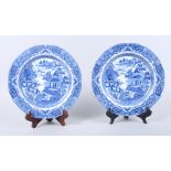 Two early 19th century proto Willow pattern plates