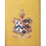 An 18th century coach door panel fragment with "Burney" family coat of arms, 8 1/4" x 6", in