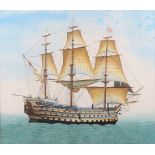 *A set of four watercolours, sailing ships, 14" x 13", in gilt frames (*Subject to VAT on hammer