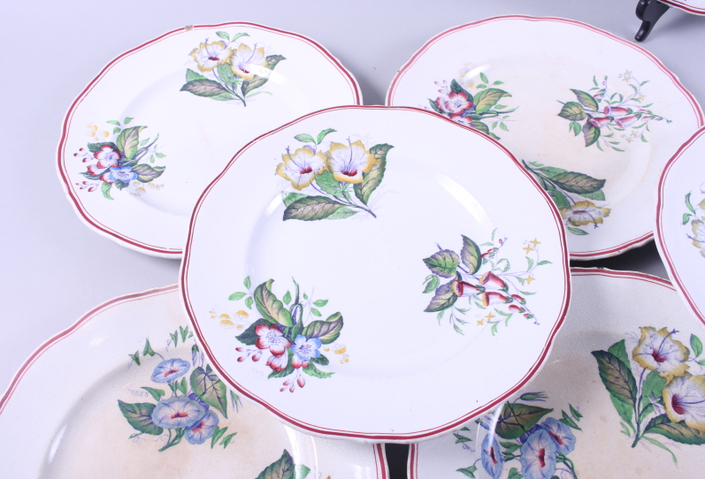 Twelve 19th century "opaque porcelain" dessert plates, transfer decorated with floral posies - Image 2 of 5