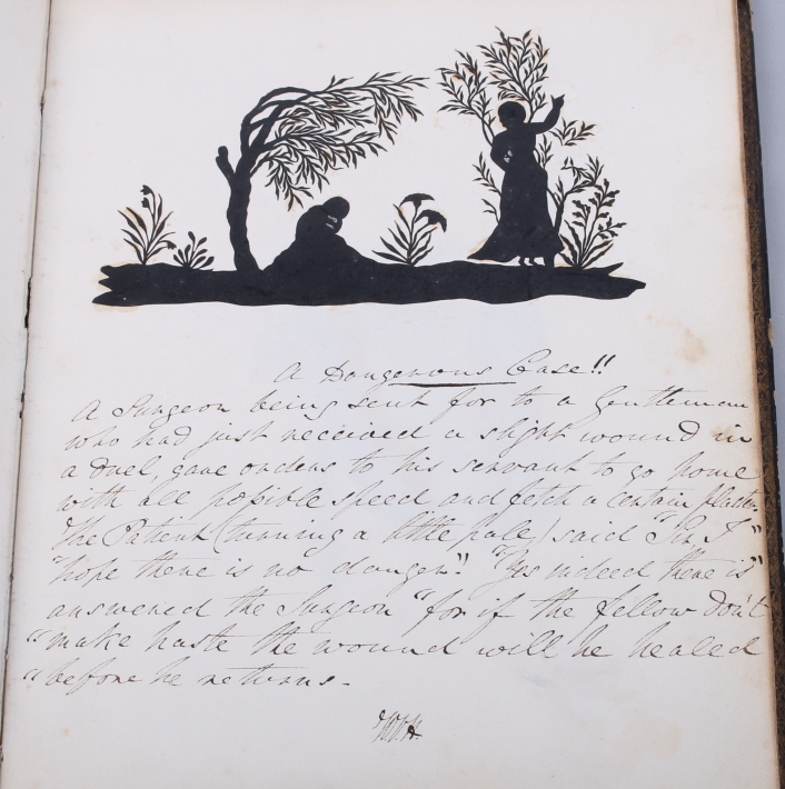 An early 19th century scrapbook with various hand-painted sketches, in a leather and gilt bound - Bild 14 aus 29