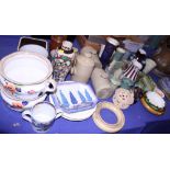 A Carlton ware dish, a Derby tankard and jam pot, a Susie Cooper design vase, a Japanese bowl,