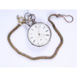 A 19th century cylinder escapement pocket watch, by M J Tobias Liverpool, in white metal case with