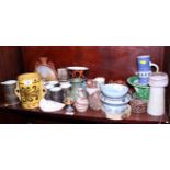 An assortment of studio pottery vases, bowls, etc