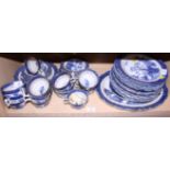 A Booths "Real Old Willow" pattern combination service, forty-four pieces approx