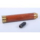 A Royal Exchange London mahogany and brass framed telescope engraved "J Long" and a metal framed