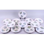 Twelve 19th century "opaque porcelain" dessert plates, transfer decorated with floral posies