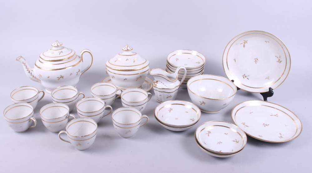 An early 19th century New Hall porcelain gilt decorated part teaset