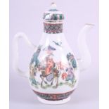 A Chinese wine pot with enamelled figure decoration, 6 1/4" high