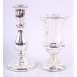 A Varnish & Co type silvered glass goblet with shaped foot, 7 1/4" high, and a similar