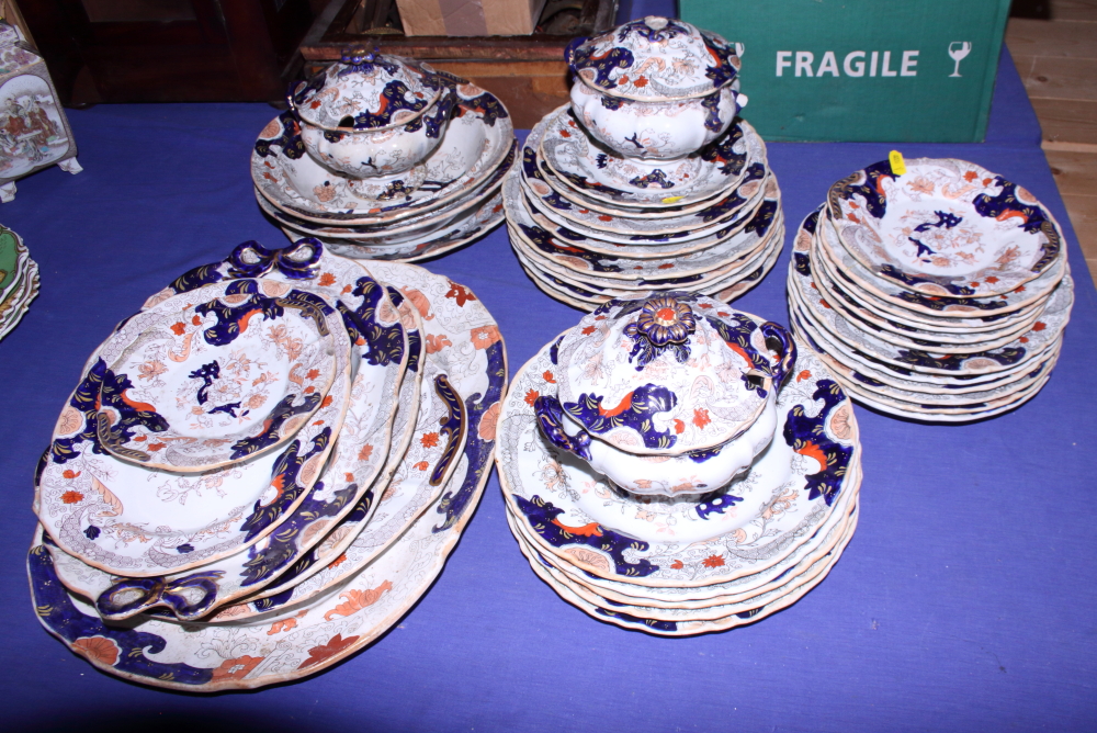 A Masons Imari design part dinner service