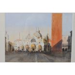 James White: watercolours, St Mark's Square Venice, 21 3/4" x 29 1/2", in grey painted frame