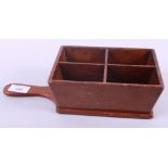 A Reeves & Sons Ltd mahogany four-division "offertory box", stamped 1936 Edward VIII, 11" wide