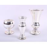 A Varnish & Co type silvered glass vase with flared rim, 9 1/4" high, a similar goblet, 5" high, and