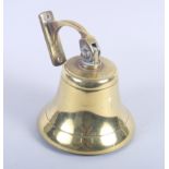 A ship's cast brass bell, on bracket, 6" dia
