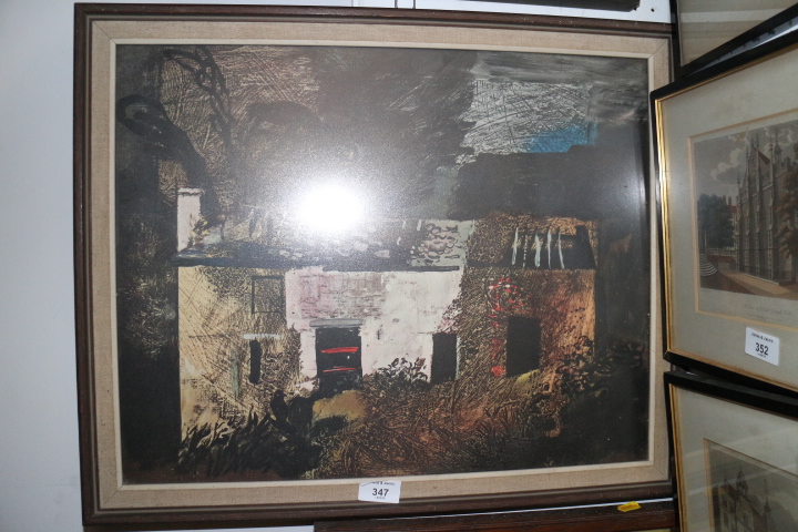 After John Piper: two colour prints, landscapes, and an Andrew Vagel wax resist study, Church Farm - Image 6 of 6