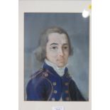 A pastel portrait of an 18th century gentleman in a blue uniform, inscribed 1795 verso, 11 1/2" x