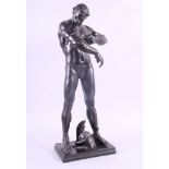 A bronzed figure of a gladiator, 25" high