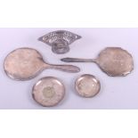 A pierced silver bonbon dish, 1.9oz troy approx, a Silver Jubilee commemorative pin tray with