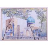 John Codrington, 20 September 1960: watercolours, "Samarkand, Tomb of Tamerlane", 7" x 9 3/4",