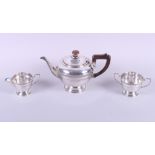 A silver three-piece teaset with gadrooned decoration, 20oz troy approx