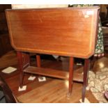 An Edwardian walnut and kingwood banded Sutherland tea table, on splay supports, 26" wide