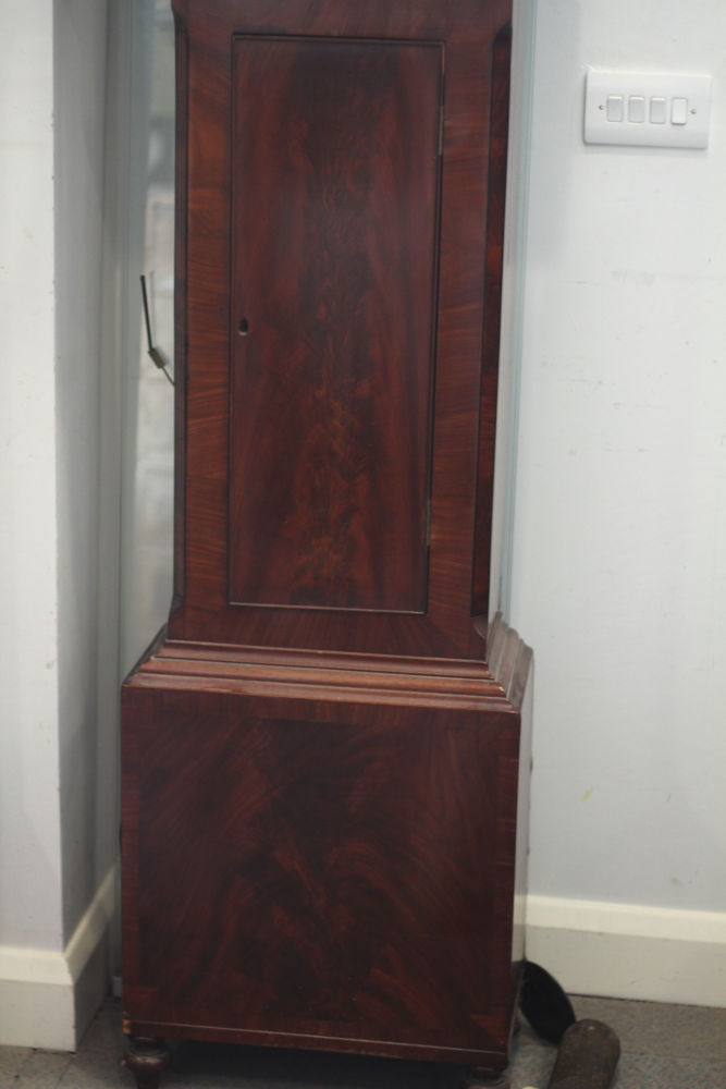 An early 19th century figured mahogany long case clock with painted arch top dial and eight-day - Image 2 of 4