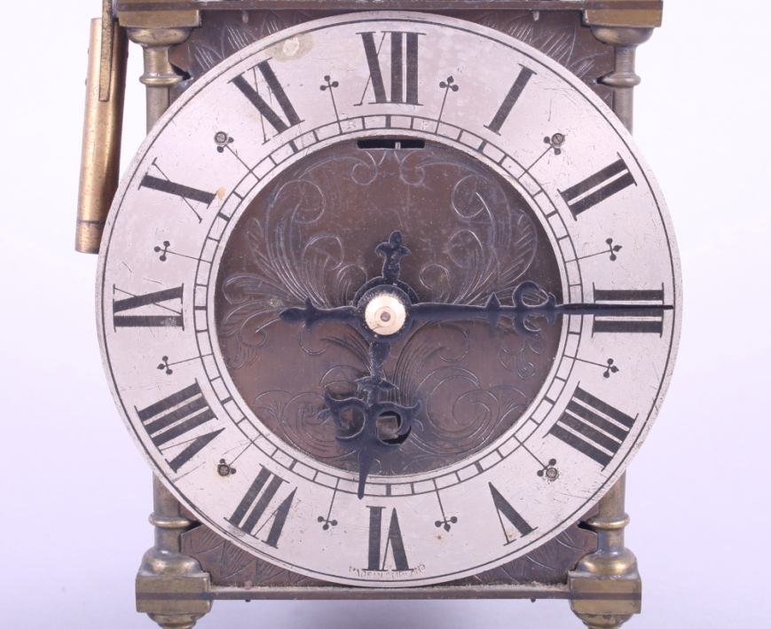 A well reproduced lantern clock, 12" high - Image 2 of 3