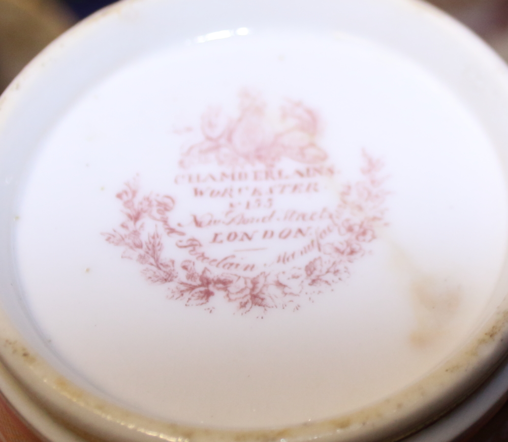A Chamberlain's Worcester floral and gilt decorated cabinet cup and saucer, two similar cups and - Image 2 of 2
