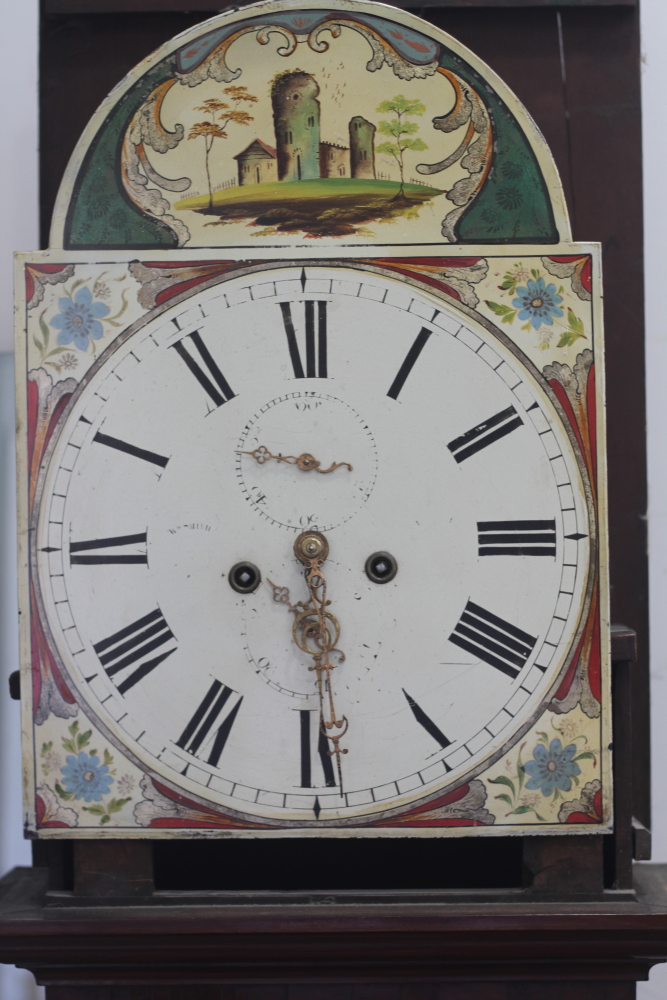 An early 19th century figured mahogany long case clock with painted arch top dial and eight-day - Image 3 of 4