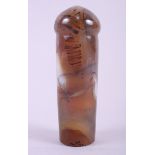 A banded agate walking cane, handle 5" long